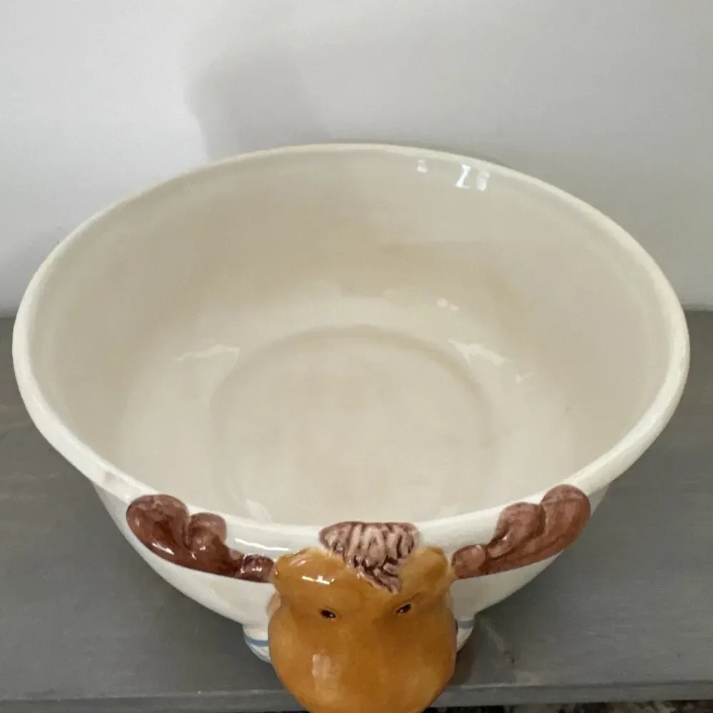 Harry And David Big Moose Ceramic Bowl 3-D Rare 10”wide 4.5” Tall